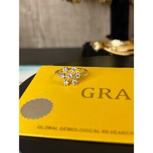 NEW Sz 6 3/4 - .45CT Moissanite Snowflake Silver Ring w/ GRA